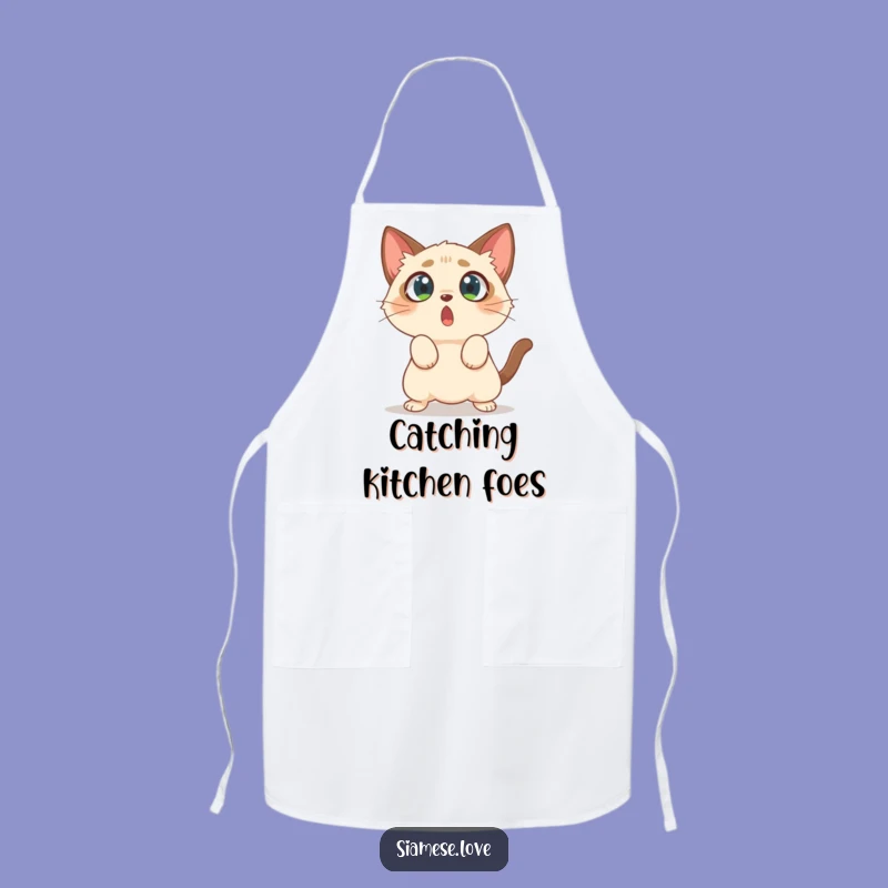 Funny Chef Cat Apron - Surprised Siamese Pounce, Kitchen Fun Gift