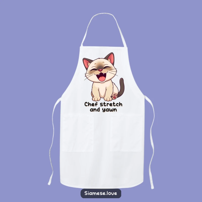 Funny Siamese Cat Yawn Apron - Relaxed Cooking & Happy Cat Gift!