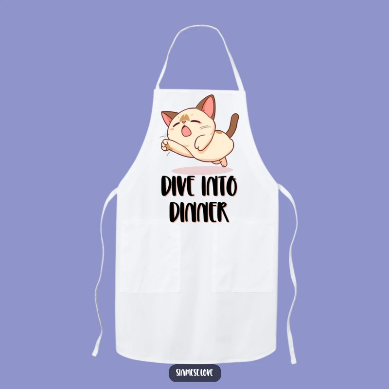 Funny Kawaii Siamese Cat Dive Apron: Cook with Adorable Mishaps!