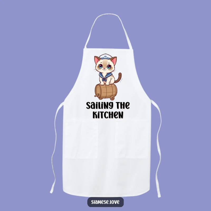 Funny Kawaii Cat Apron: Kitchen Fun at Sea