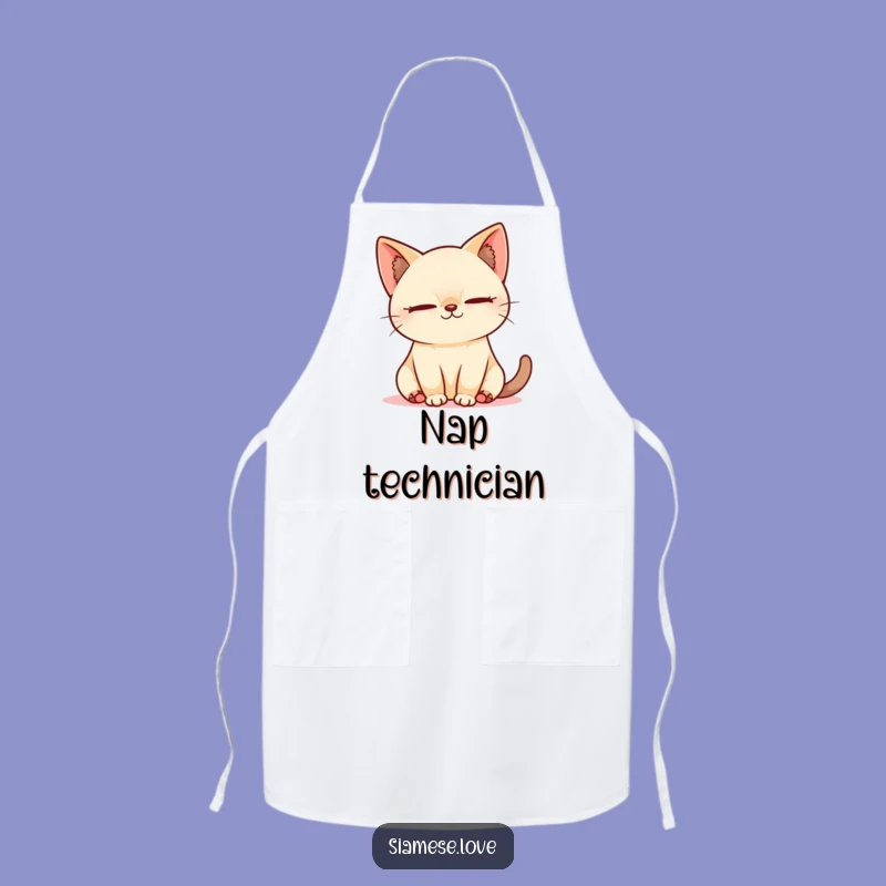 Funny Kawaii Siamese Cat Apron - Hilarious Kitchen Wear for Sleepy Chefs