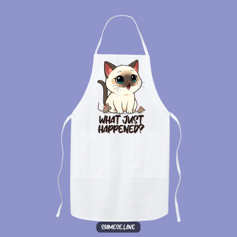 Funny Kawaii Siamese Cat Apron: Shocked Chef's Gift for Kitchen Fun