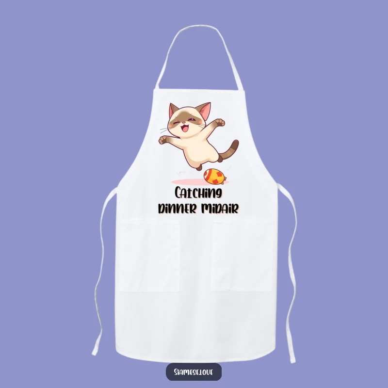 Funny Kawaii Siamese Cat Leap Apron - Playful Kitchen Gift for Chefs