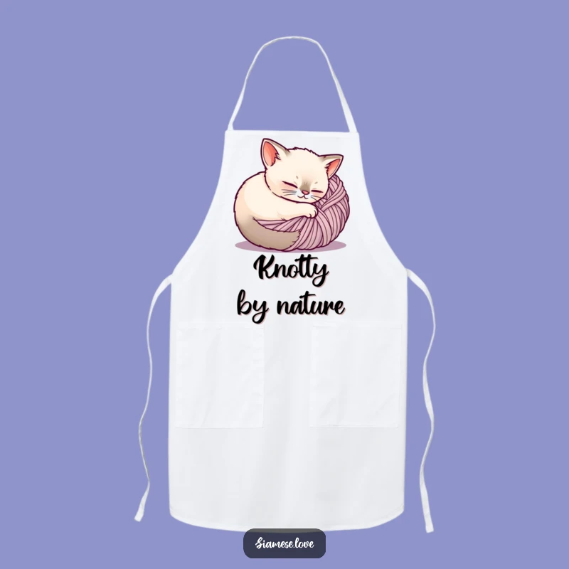 Funny Siamese Cat Apron - Cozy Knitter's Gift for Kitchen