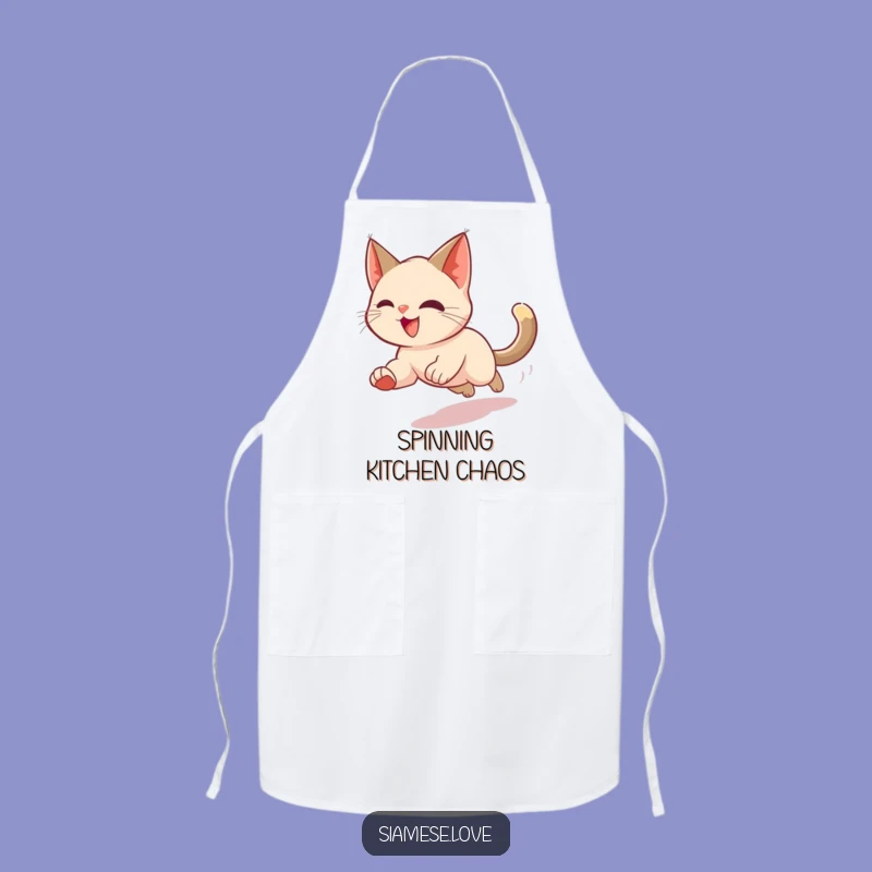 Funny Siamese Cat Apron: Tail Chasing Blur Chef - A Hilarious Gift!