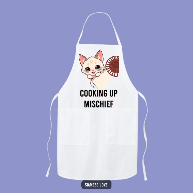 Funny Siamese Cat Fan Hideout Apron - Mischievous Feline Chef Gift!