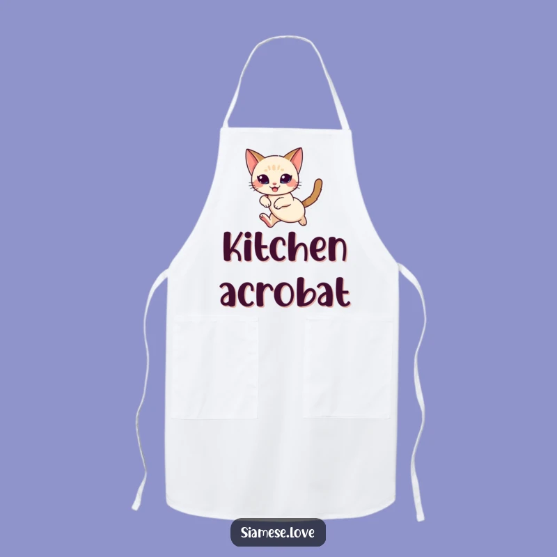 Funny Siamese Cat Leap Apron: Graceful Moves for the Kitchen