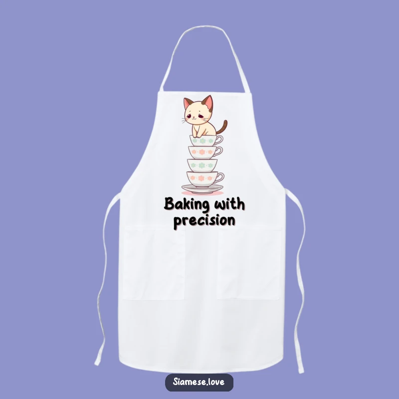 Funny Siamese Cat Teacup Balance Apron - Hilarious Kitchen Feline Gift!