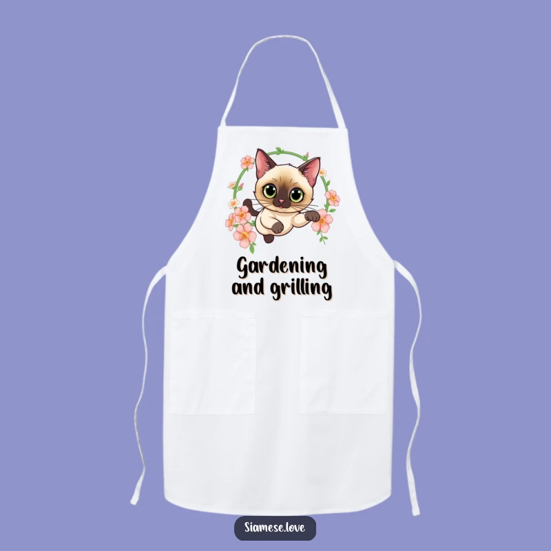 Funny Siamese Cat Flower Apron - Elegant Chef Gift