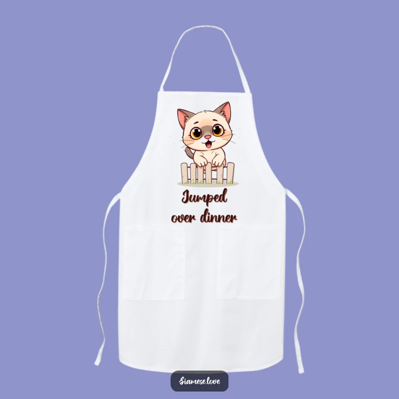 Funny Siamese Cat Jumping Fence Apron - Hilarious Kitchen Gift for Cooks!