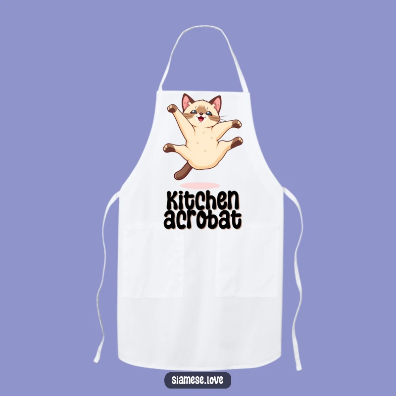 Funny Kawaii Siamese Cat Somersault Apron: Cook with Acrobatic Flair