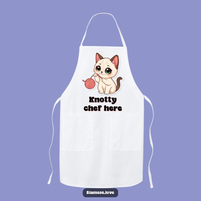 Funny Kawaii Siamese Cat Yarn Apron: Kitchen Fun, Perfect Funny Gift
