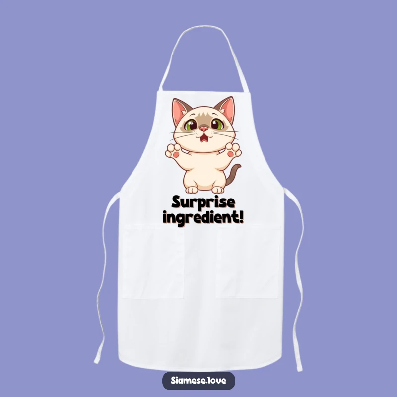 Funny Siamese Cat Apron: Surprised Paws Up Chef - A Hilarious Gift!