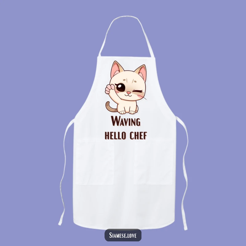 Funny Siamese Cat Apron: Winking Wave Chef - A Hilarious Greeting Gift!