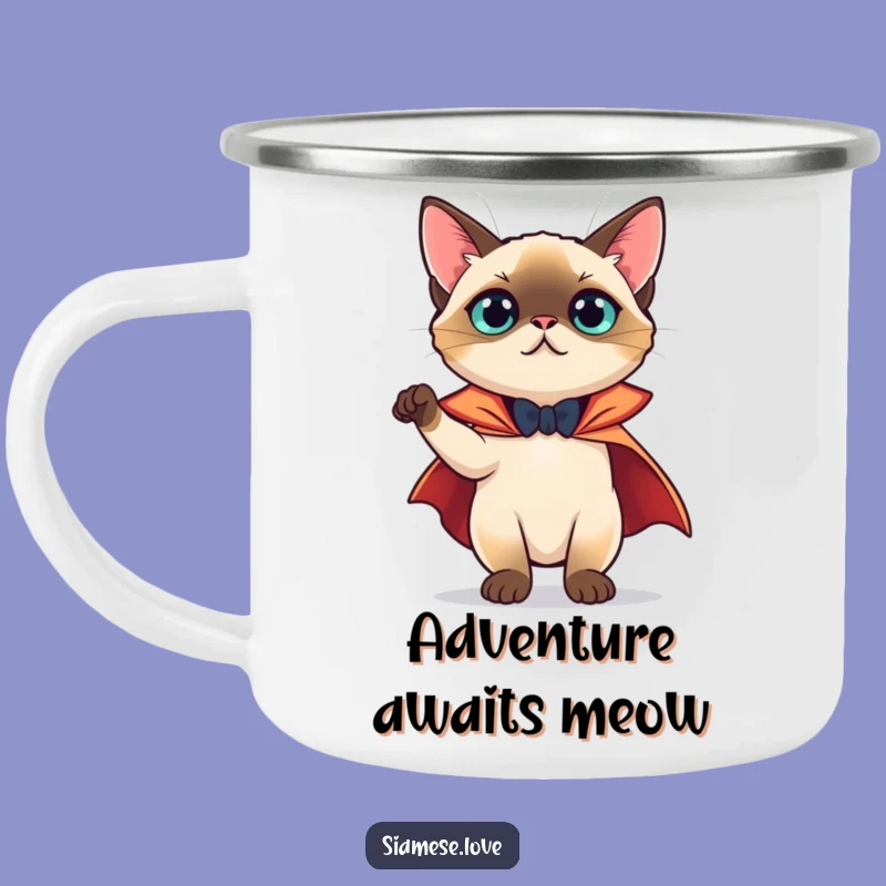 Funny Siamese Cat Cape Camping Mug - Theatrical Adventure Gift