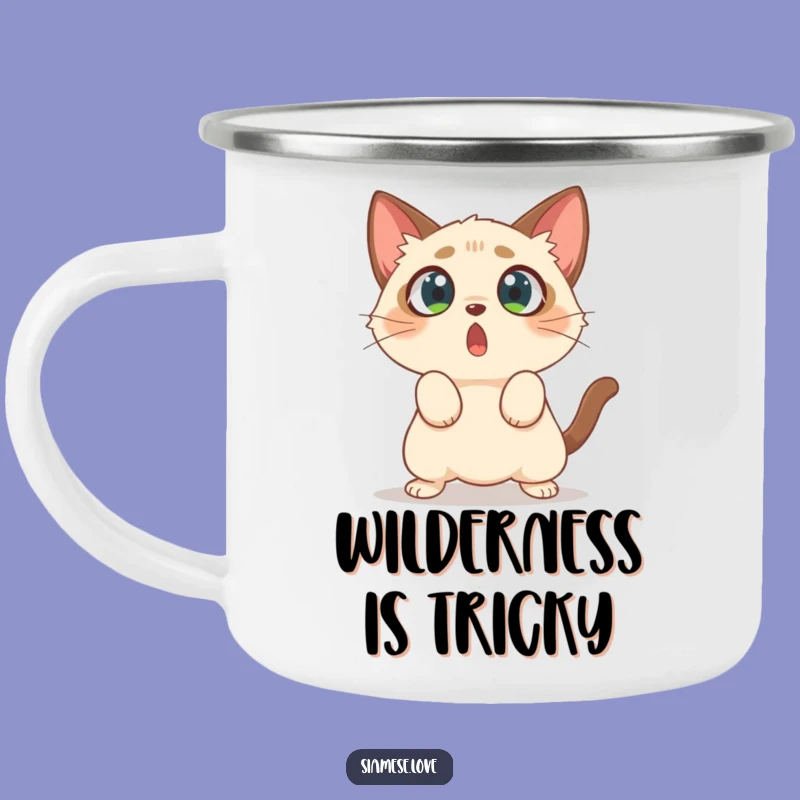 Adventure Funny Cat Mug - Surprised Siamese Pounce, Outdoor Funny Gift