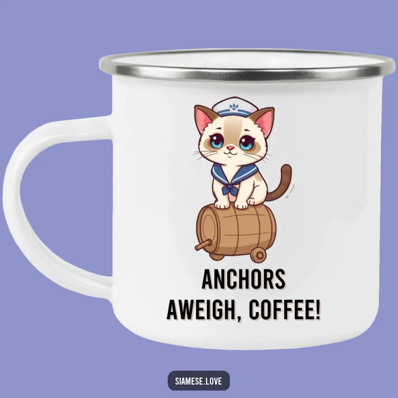 Funny Kawaii Cat Camping Mug: Nautical Fun on the Go