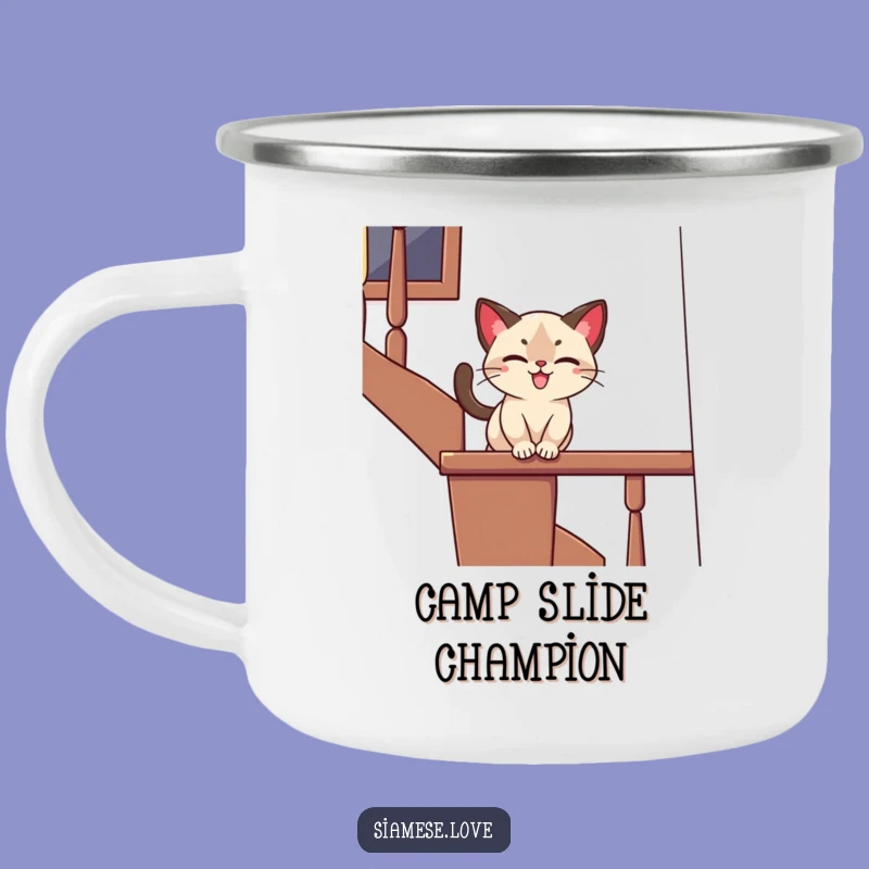 Funny Siamese Cat Slide Mug: Playful Adventures on the Go