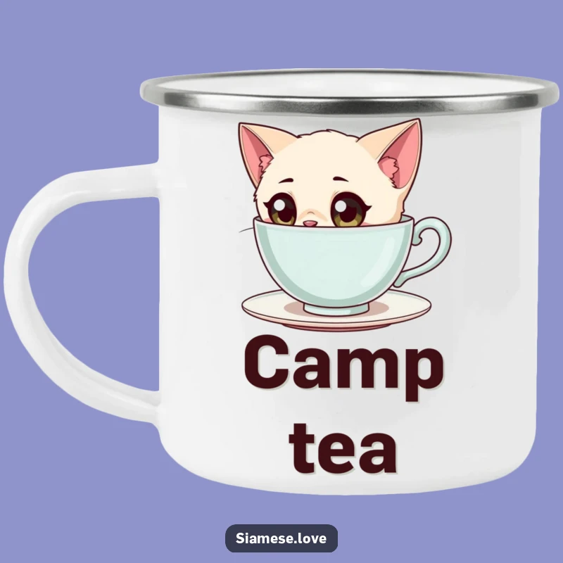 Funny Siamese Cat Tea Camping Mug: Adventure for the Curious Explorer