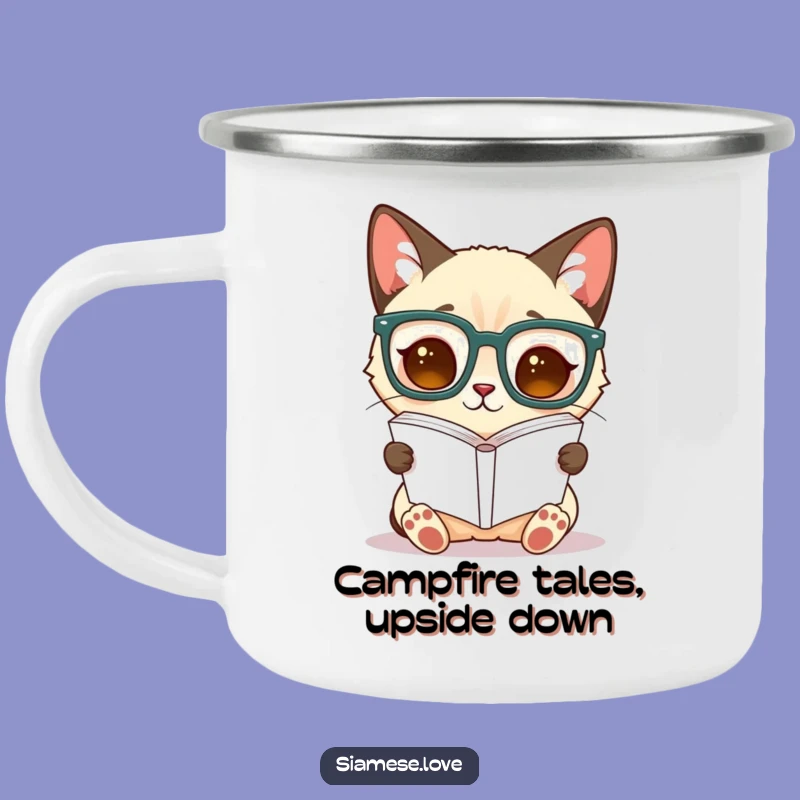 Funny Siamese Cat Camping Mug - Literary Adventures Drinkware