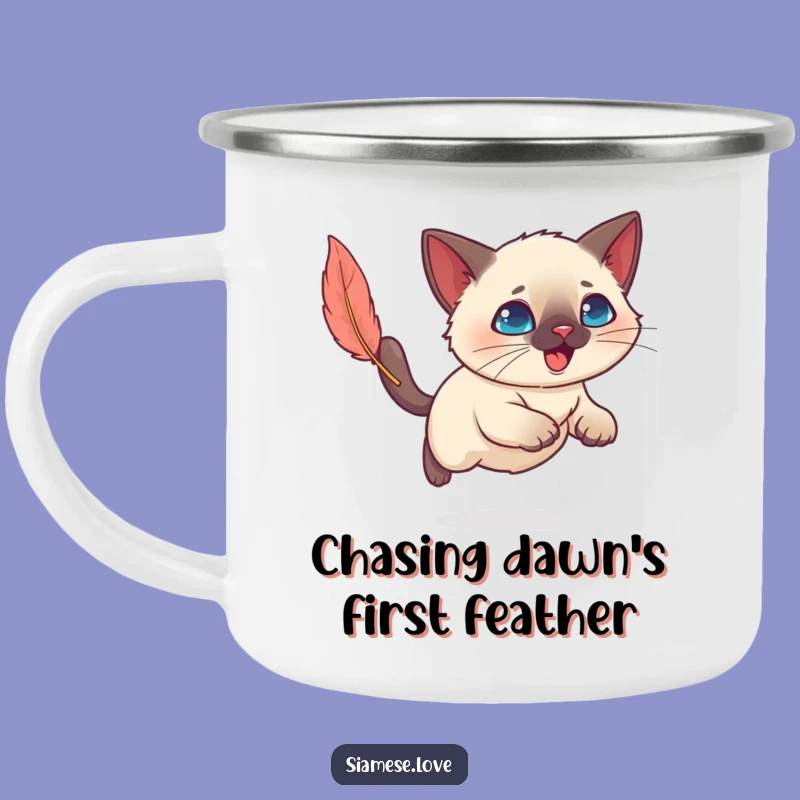 Funny Kawaii Siamese Cat Camping Mug - Durable and Hilarious Outdoor Coffee Cup