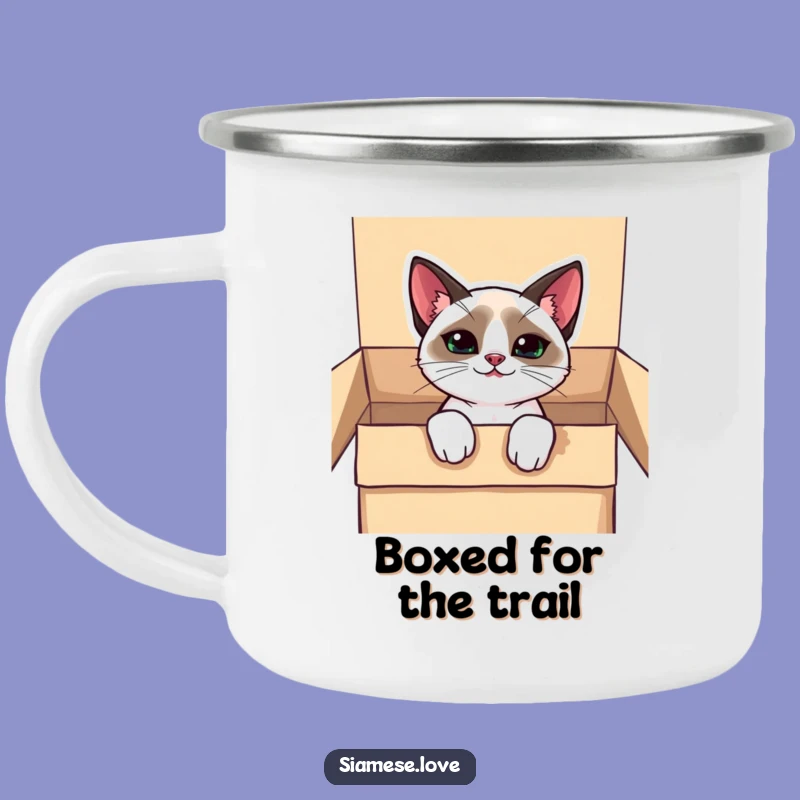 Durable Funny Kawaii Siamese Cat Box Camping Mug - Outdoor Mischief Gift