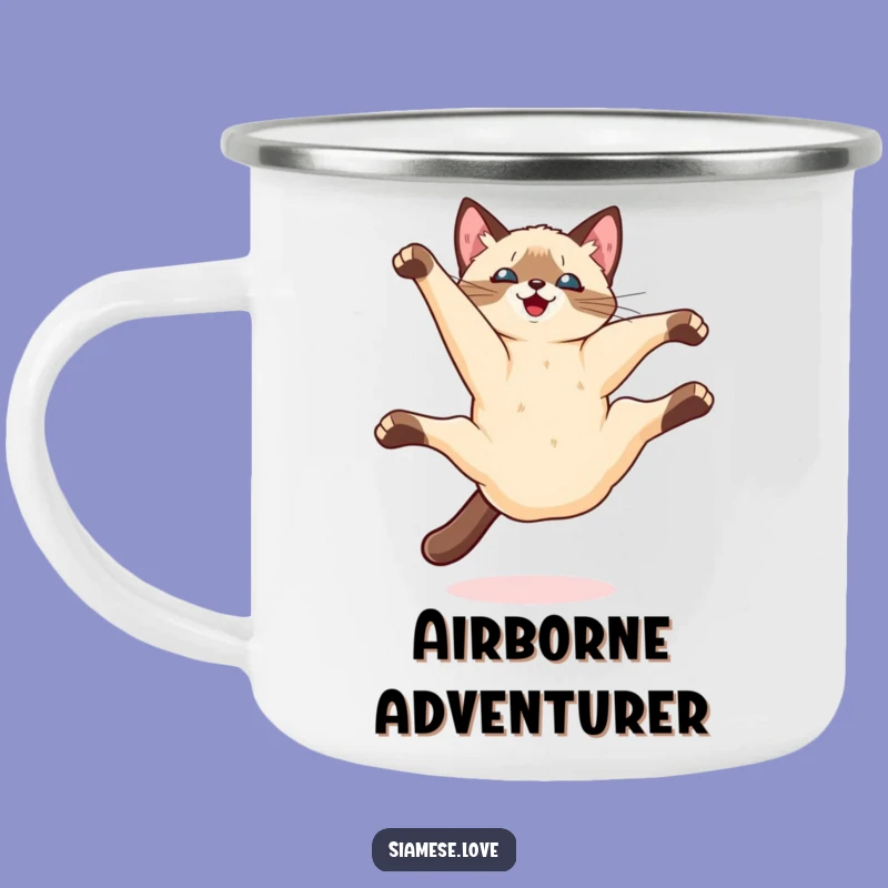 Funny Kawaii Siamese Cat Somersault Camping Mug: Adventure in Every Sip