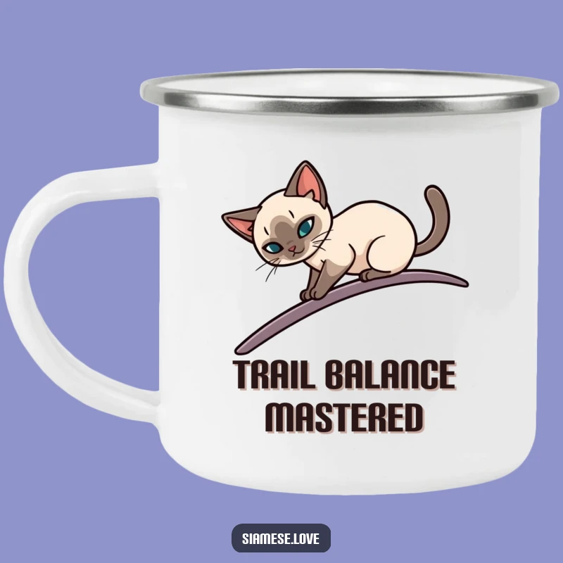 Funny Siamese Cat Balance Mug: Elegant Sips on the Trail