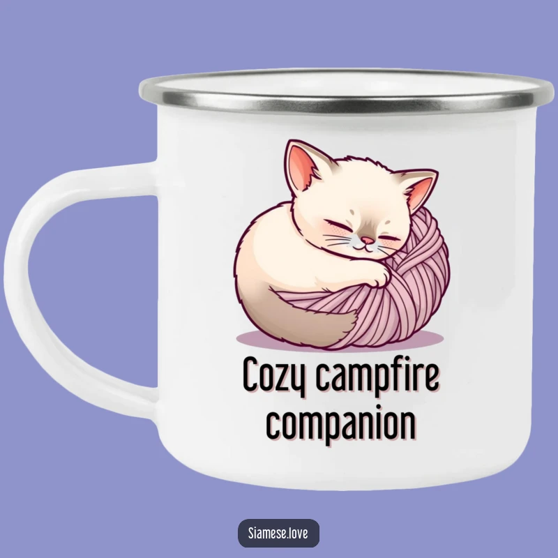 Funny Siamese Cat Camping Mug - Cozy Yarn Adventures Drinkware