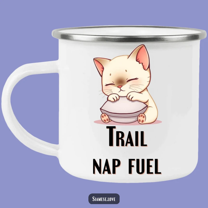 Funny Siamese Cat Camping Mug: Durable Kawaii Kitty Nuzzling Cushion for Outdoor Adventures
