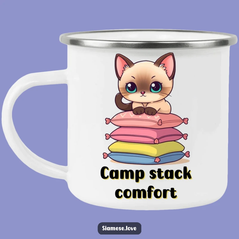 Funny Siamese Cat Camping Mug: Elegant Adventure Drinkware, Hilarious Pet Gift