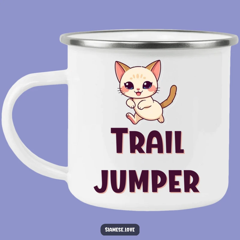 Funny Siamese Cat Leap Camping Mug: Graceful Sips on Your Adventure