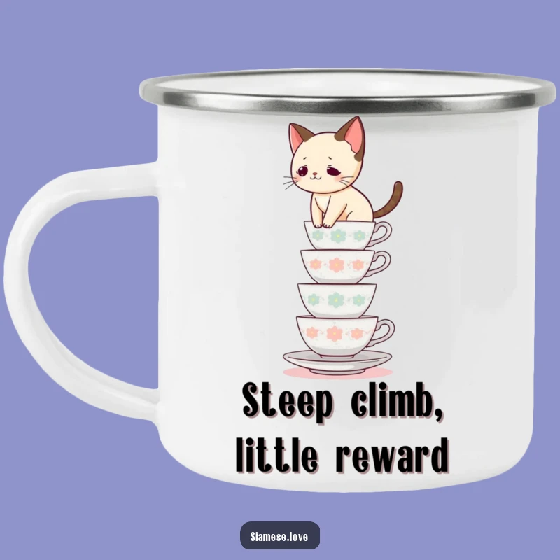 Funny Siamese Cat Teacup Balance Camping Mug - Hilarious Outdoor Feline Gift!