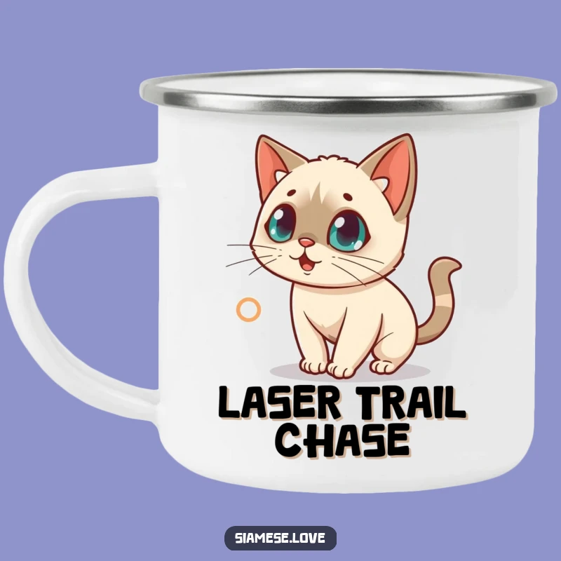 Funny Siamese Cat Laser Camping Mug: Playful Chase Fun, Gift Idea