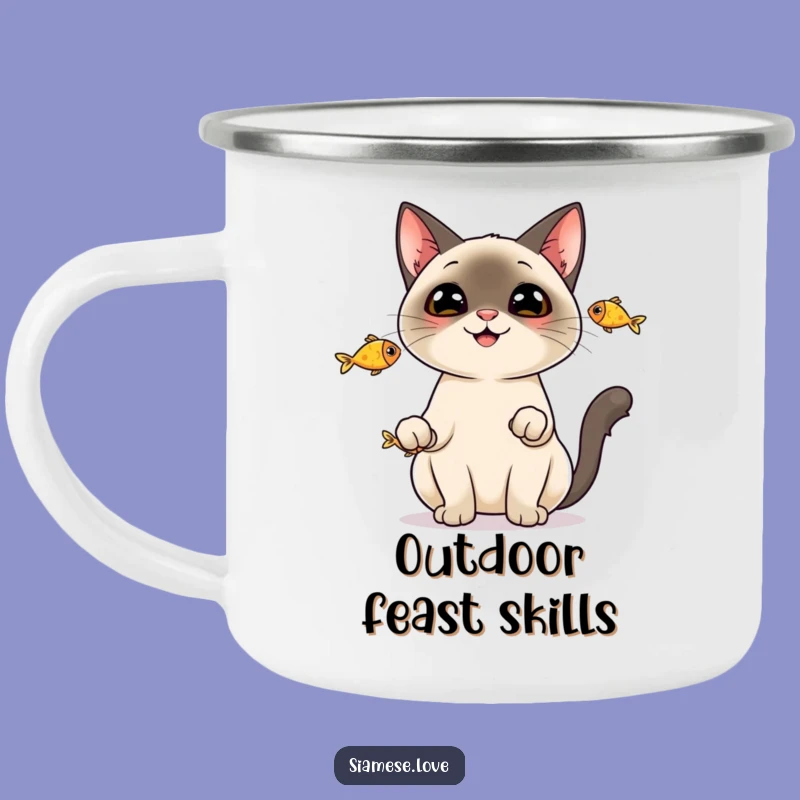 Funny Siamese Cat Fish Camping Mug - Juggling Adventure Gift