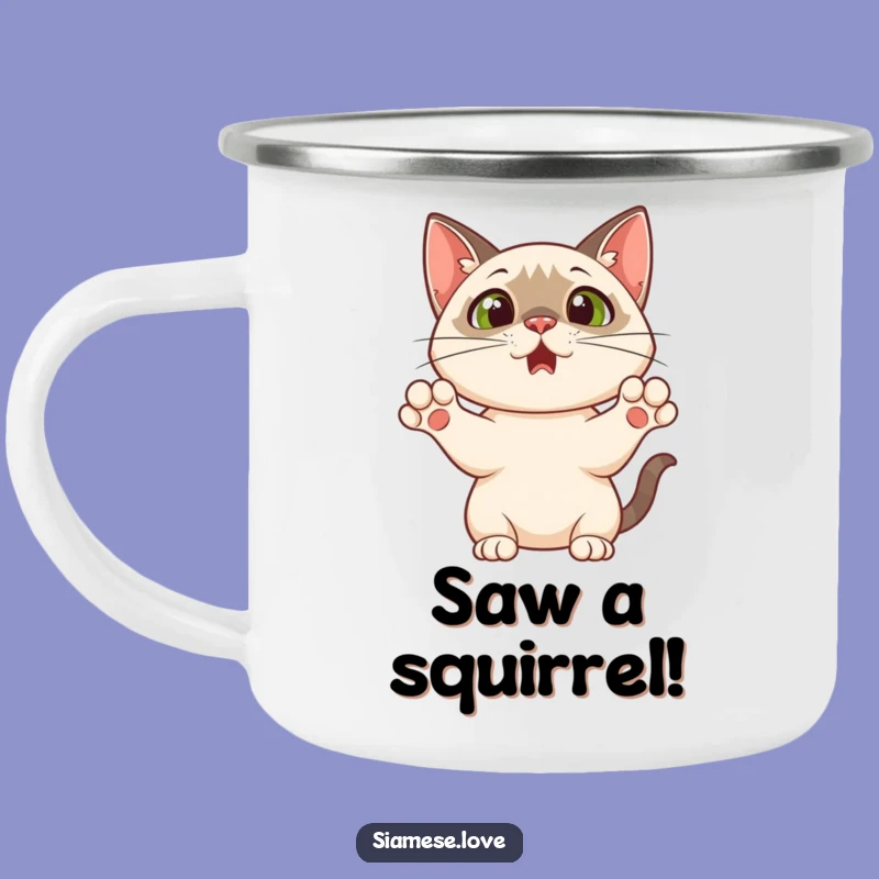 Funny Siamese Cat Camping Mug: Surprised Paws Up - A Hilarious Gift!