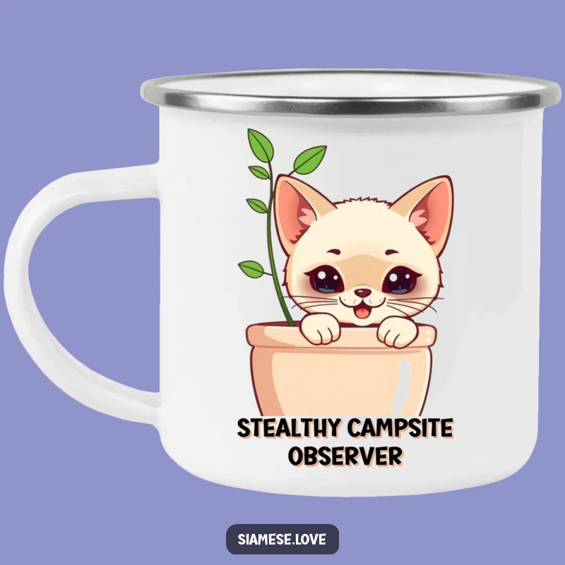 Durable Funny Kawaii Siamese Cat Planter Camping Mug: Adventure-Ready Funny Gift