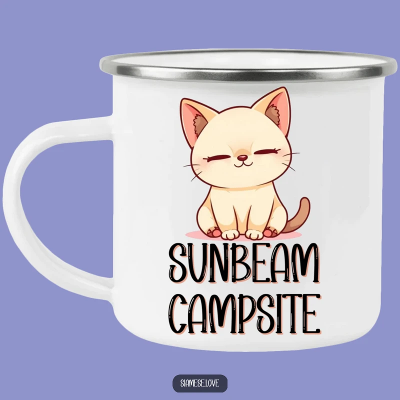 Funny Kawaii Siamese Cat Camping Mug - Durable and Hilarious Sunbeam Sipper