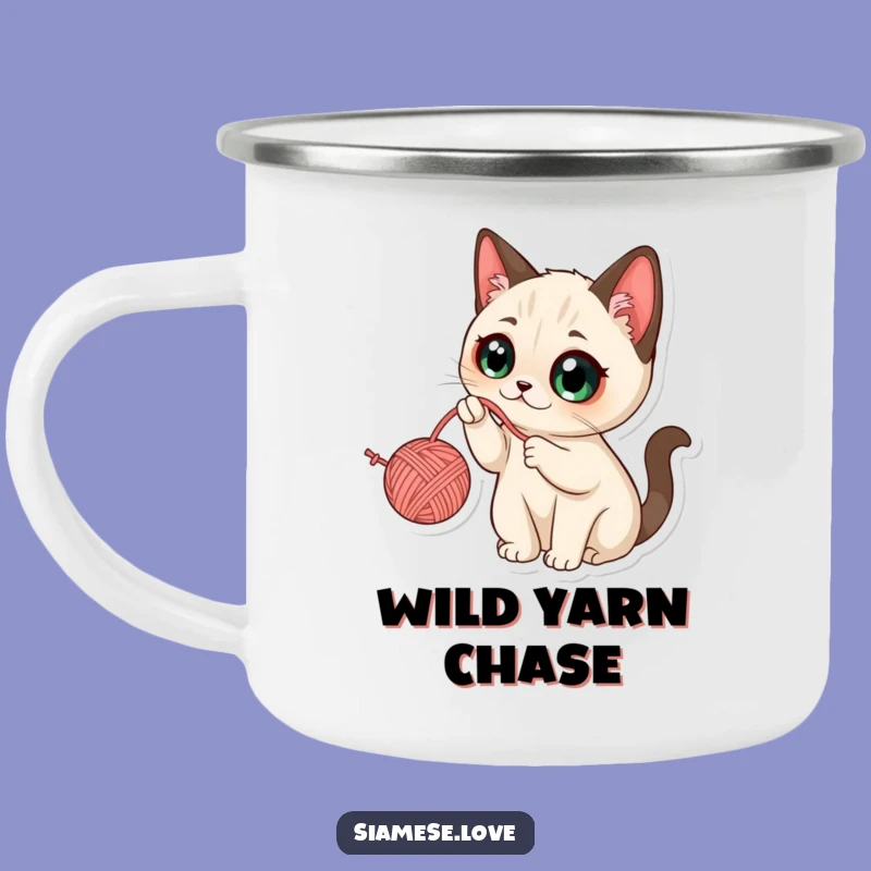Durable Funny Kawaii Siamese Cat Yarn Camping Mug: Adventure-Ready Funny Gift