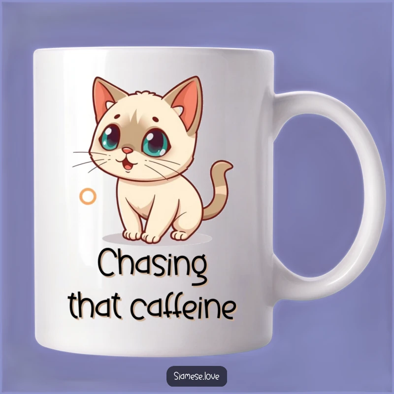 Funny Siamese Cat Laser Mug: Surprised Kitten's Chase, Perfect Funny Gift