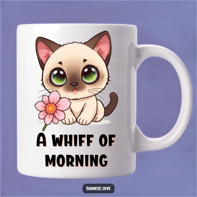 Funny Cat Flower Sniffing Mug - Kawaii Siamese Curiosity, Perfect Gift!