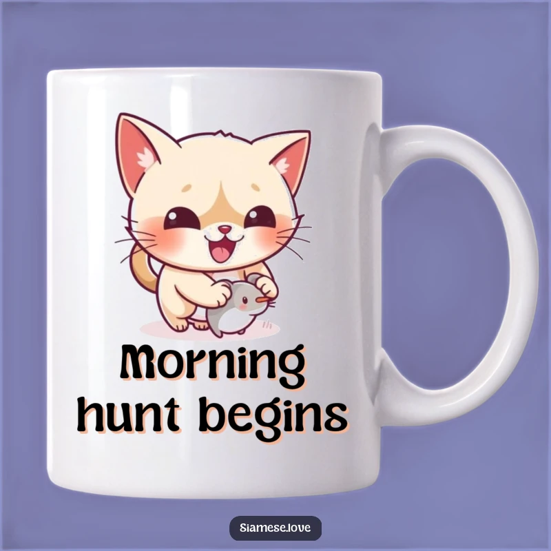 Funny Cat Mouse Toy Mug - Kawaii Siamese Playfulness, Perfect Gift!