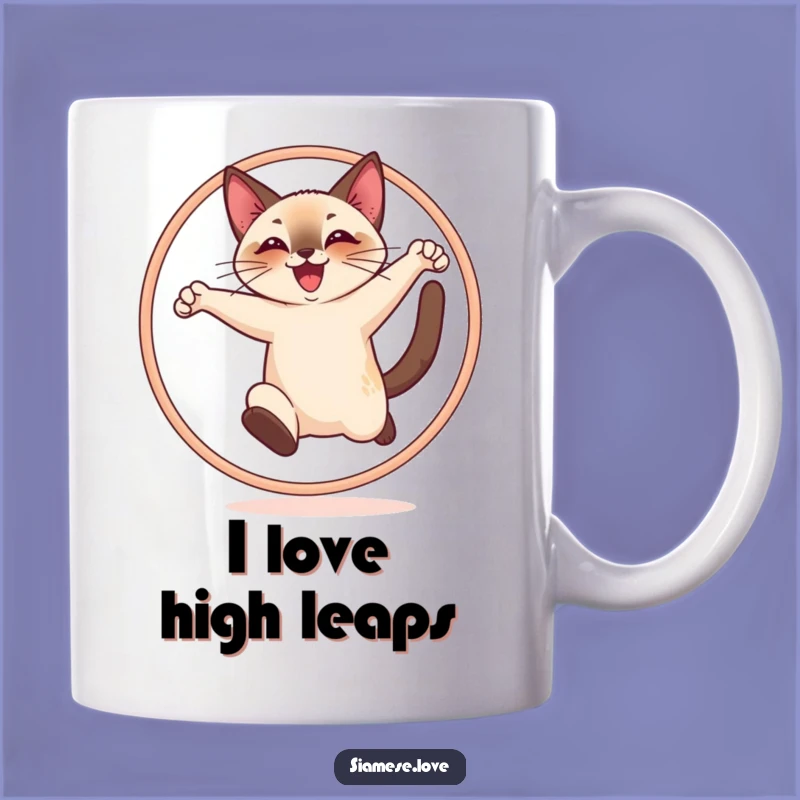 Funny Jumping Cat Mug - Cheerful Siamese Leap, Perfect Funny Gift for Cat Lovers