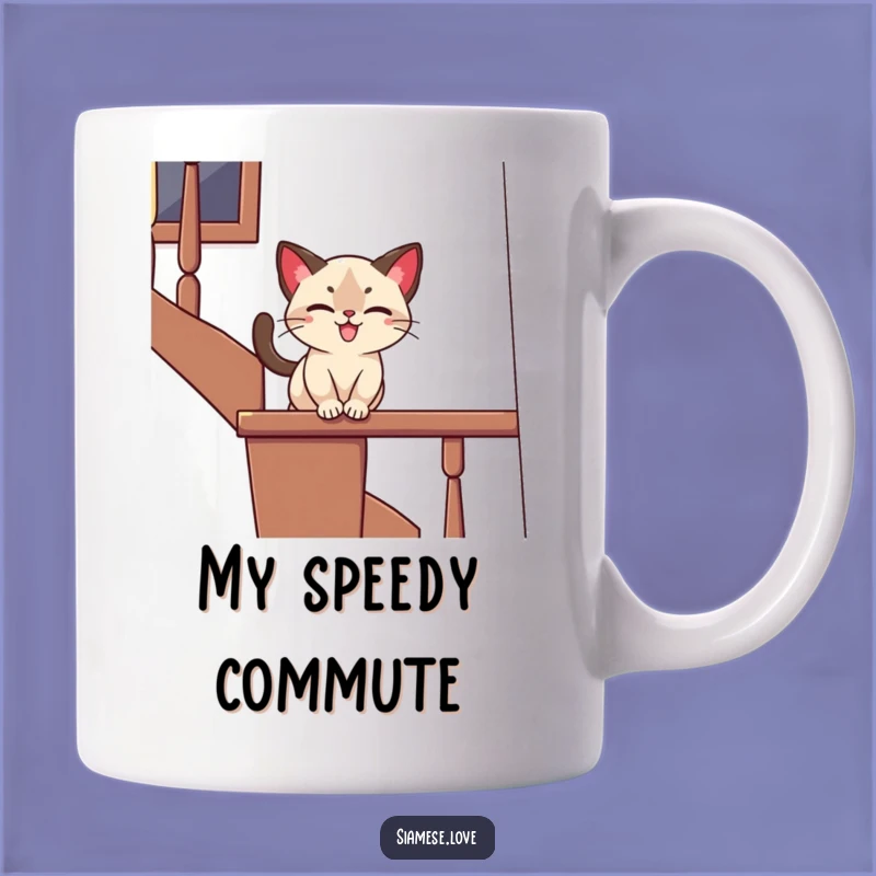 Funny Siamese Cat Banister Slide Mug: Playful Joy Gift for Cat Lovers