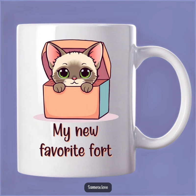 Funny Siamese Cat Box Peek Mug: Curious & Colorful Gift for Cat Lovers