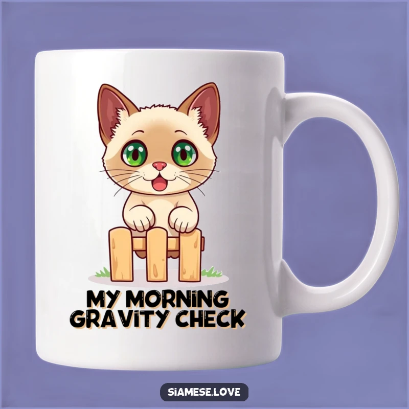 Funny Siamese Cat Jumping Fence Mug - Hilarious Surprise Pet Gift