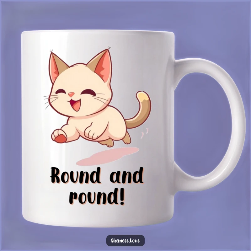 Funny Siamese Cat Mug: Tail Chasing Blur - A Hilarious Gift!