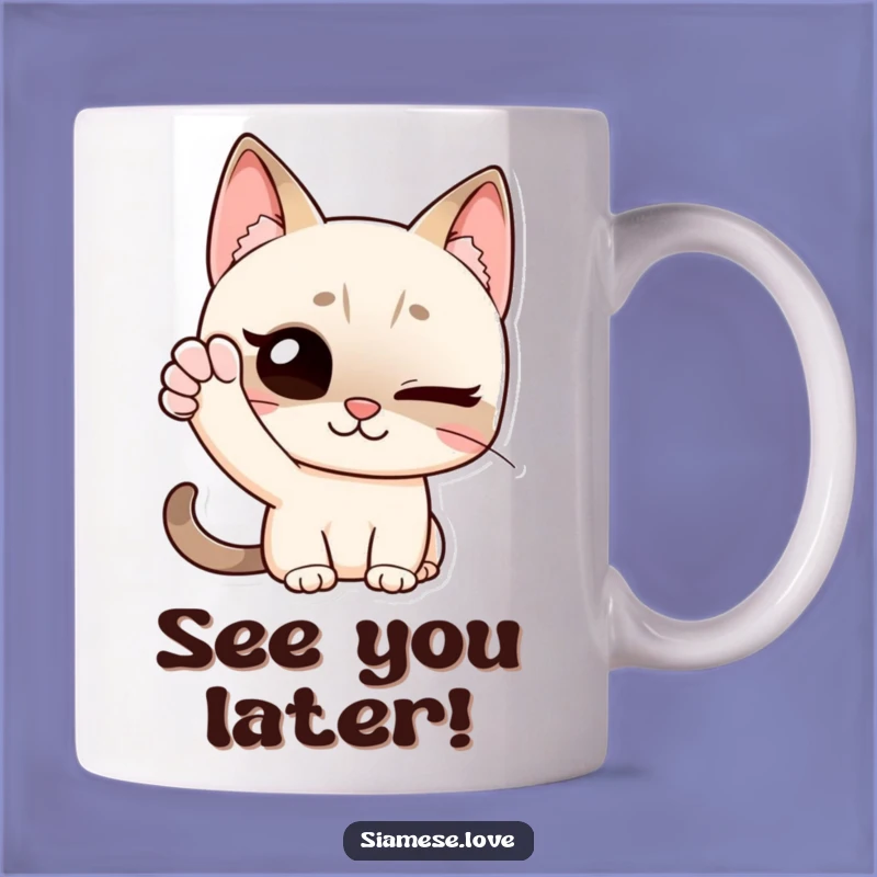 Funny Siamese Cat Mug: Winking Wave - A Hilarious Greeting Gift!