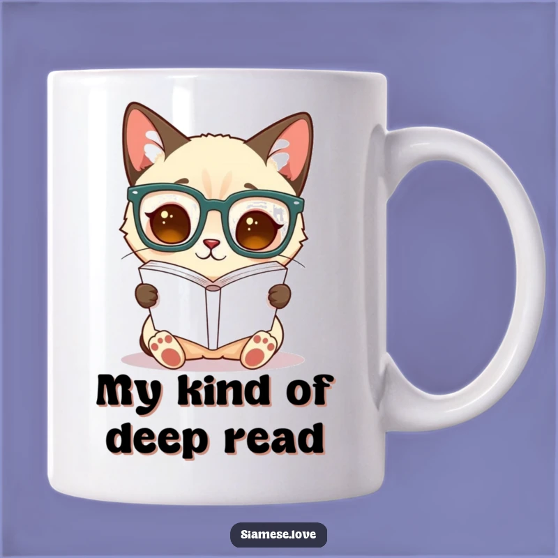 Funny Siamese Cat Upside Down Book Mug - Hilarious Bookworm Gift