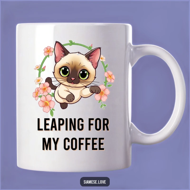 Funny Curious Siamese Cat Flower Hoop Mug - Elegant Leap Gift